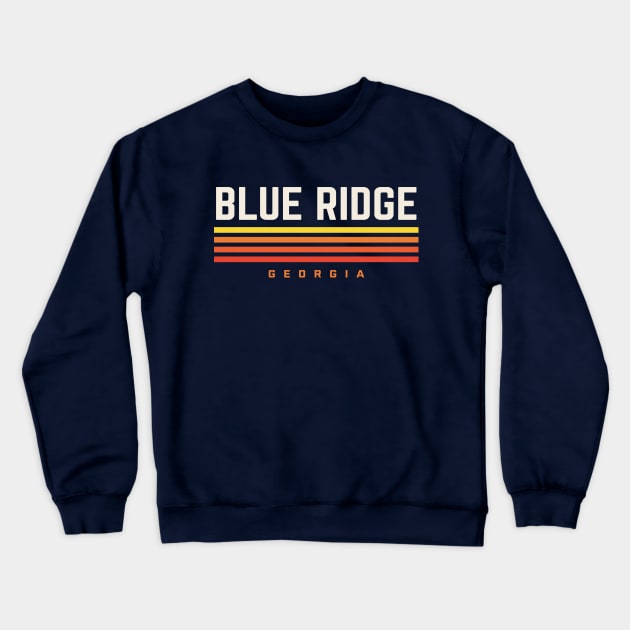 Blue Ridge Georgia Retro Vintage Stripes Crewneck Sweatshirt by PodDesignShop